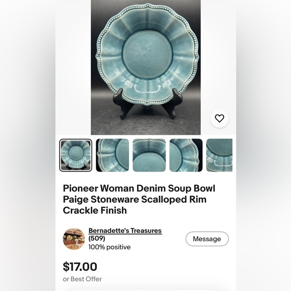 2 Blue Denim Ruffle Bowls by The Pioneer Woman. - Picture 9 of 11